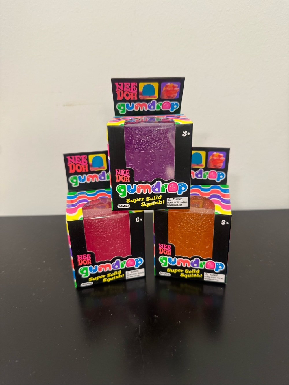 Set of 3 brand new Needoh Gumdrop pink, orange purple blue